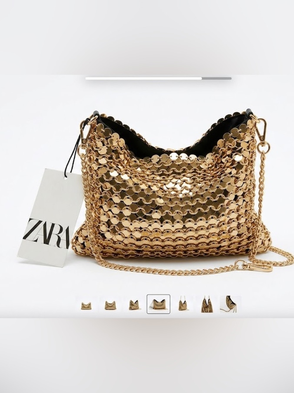 ZARA Gold Sequin Chain Shoulder Bag